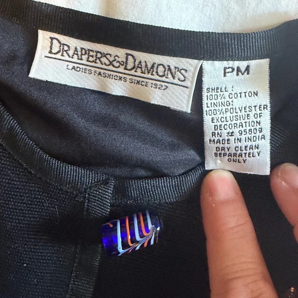 Drapers & Damons Black Embroidered Butterfly Garden Jacket Petite Medium PM